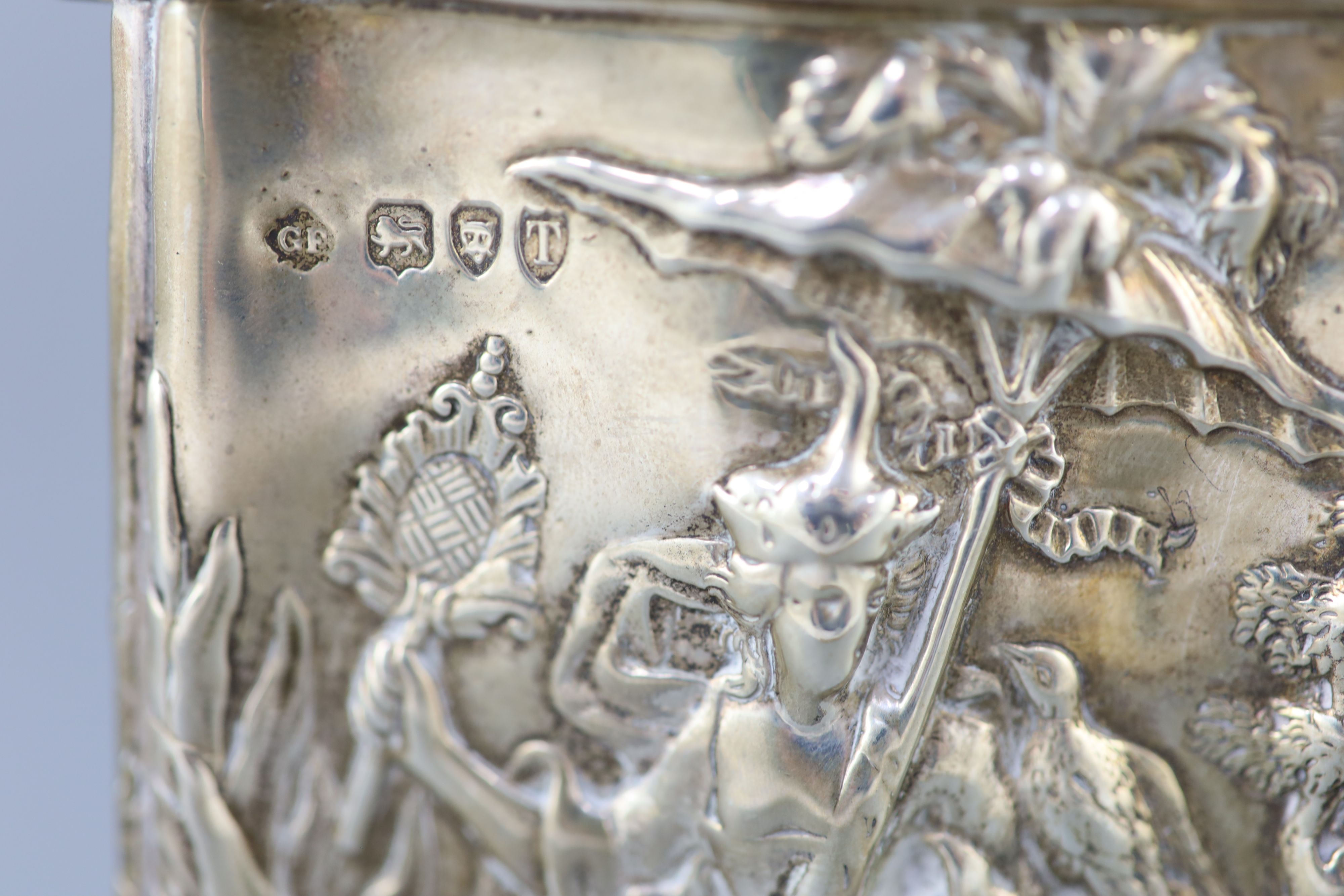 A late Victorian silver rococco style tea caddy by George Fox,